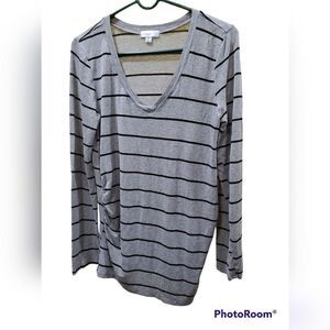 Juniper Lane Gray Stripe Maternity Long Sleeve Top XL